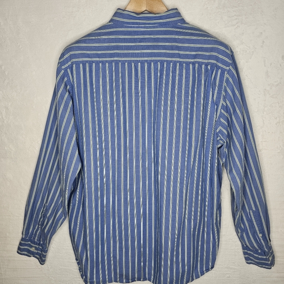 American Eagle Dress Shirt XL Blue/Green/White Striped Long Sleeve Button Up - Picture 6 of 14